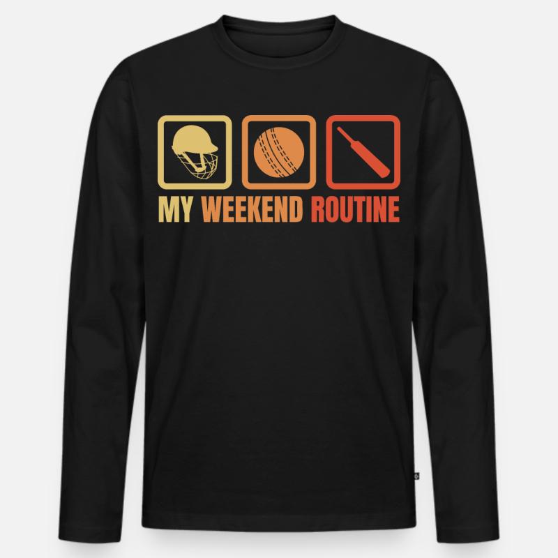 Meine Wochenendroutine - Männer Premium Bio Langarmshirt - Schwarz