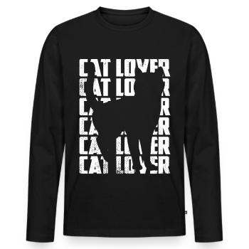 Cat Lovers - Men's Premium Organic Long Sleeve Shirt - black - Front - Nico (187cm)