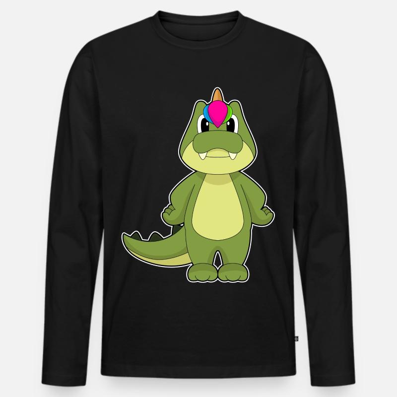 Krokodil Einhorn - Männer Premium Bio Langarmshirt - Schwarz