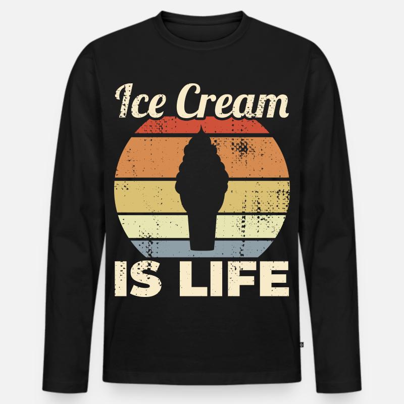 Eiscreme ist Leben - Männer Premium Bio Langarmshirt - Schwarz
