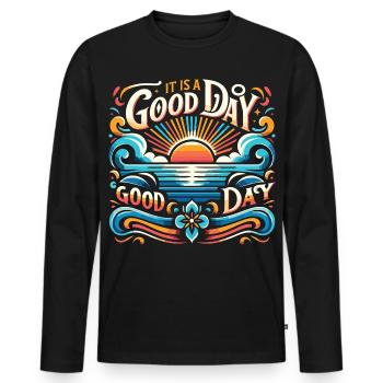 C’est une bonne journée pour une bonne journée - Soleil et mer - T-shirt manches longues Premium bio Homme - noir - Devant - Nico (187cm)