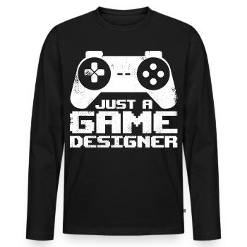Concepteur de jeux - T-shirt manches longues Premium bio Homme - noir - Devant - Nico (187cm)
