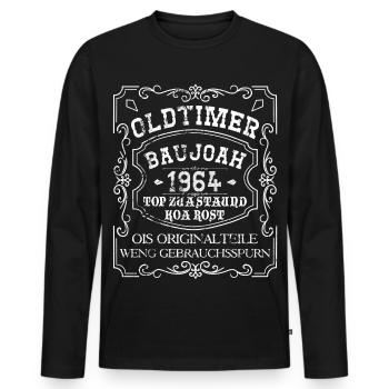 Oldtimer Baujoah 1964 - Baujahr 1964, Geburtstag - Männer Premium Bio Langarmshirt - Schwarz - Vorne - Nico (187cm)
