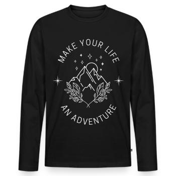 Faites de votre vie une citation d’aventure - T-shirt manches longues Premium bio Homme - noir - Devant - Nico (187cm)
