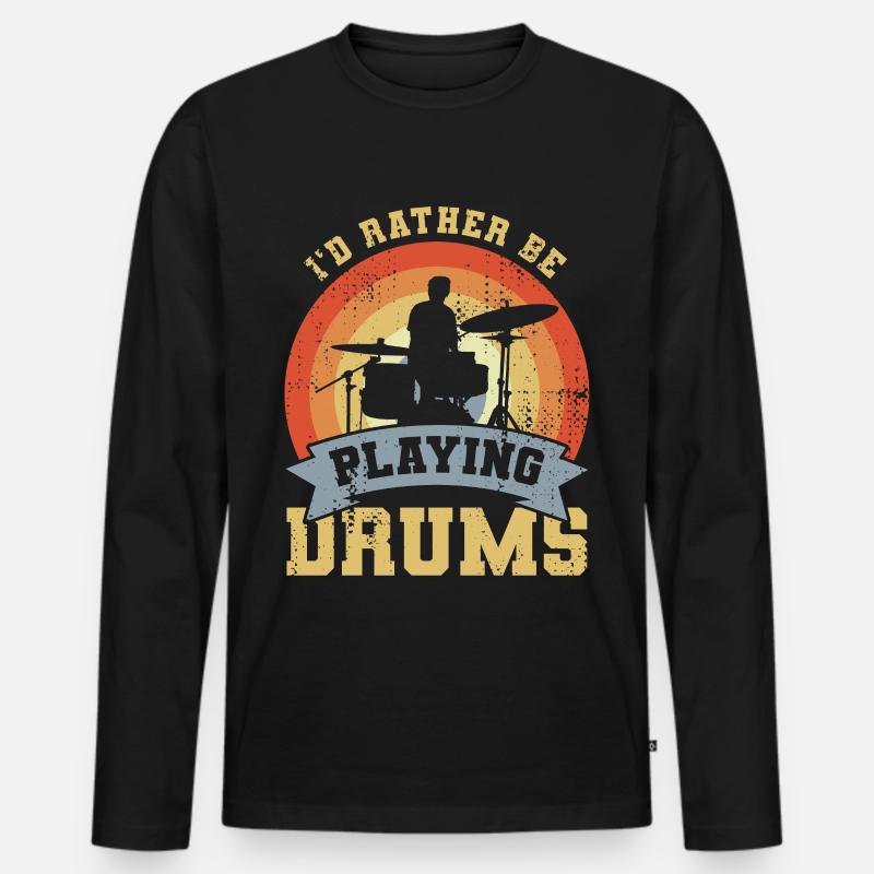 Drummer Spruch - Männer Premium Bio Langarmshirt - Schwarz