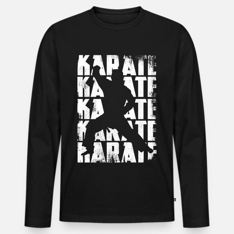 Lustiges Karate - Männer Premium Bio Langarmshirt - Schwarz