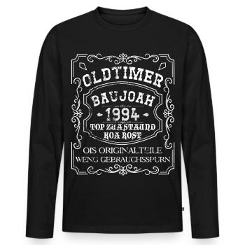 Oldtimer Baujoah 1994 - Baujahr 1994, Geburtstag - Männer Premium Bio Langarmshirt - Schwarz - Vorne - Nico (187cm)