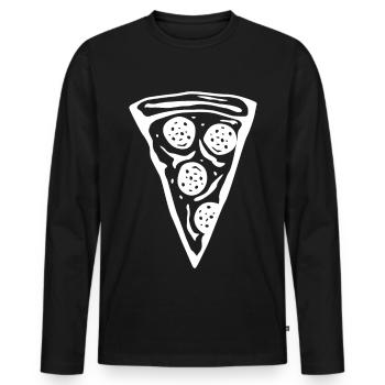 Tranche de pizza - T-shirt manches longues Premium bio Homme - noir - Devant - Nico (187cm)