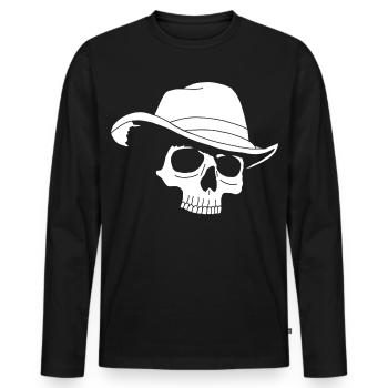 Crâne de cowboy - T-shirt manches longues Premium bio Homme - noir - Devant - Nico (187cm)