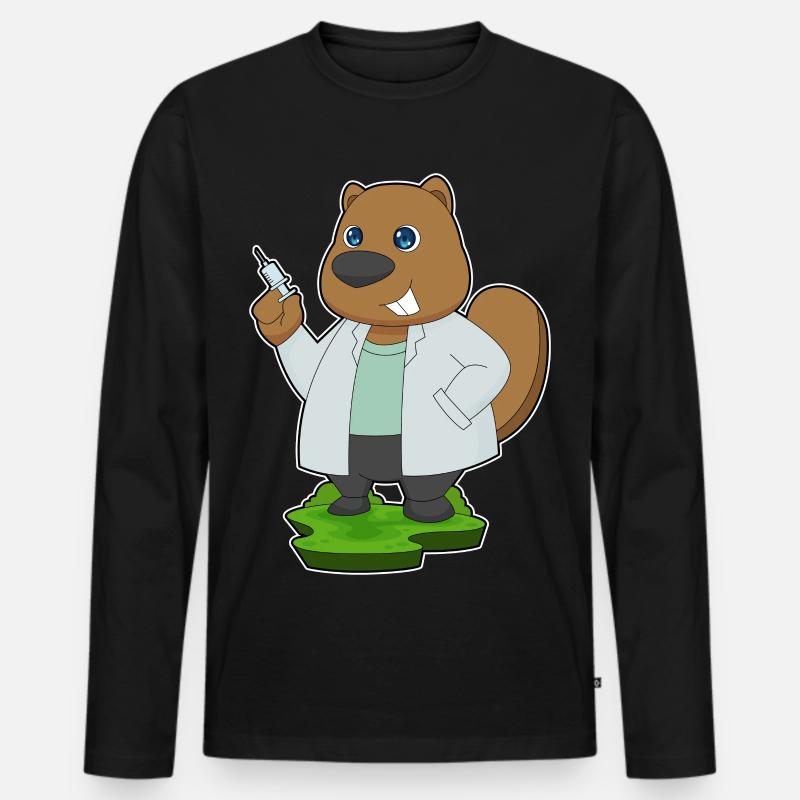 Biber Arzt Spritze - Männer Premium Bio Langarmshirt - Schwarz