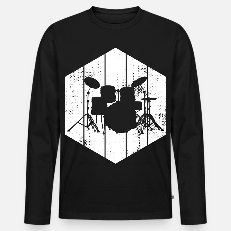 Drumset Zeichnung - Männer Premium Bio Langarmshirt - Schwarz