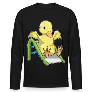 Duck Slide - Men's Premium Organic Long Sleeve Shirt - black - Front - Nico (187cm)