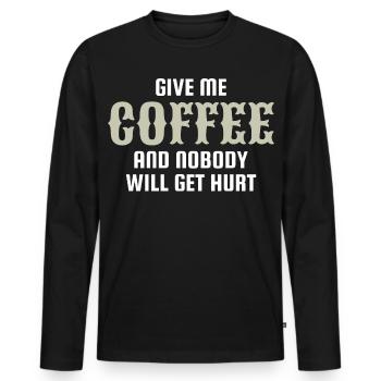 coffee cafe espresso cappuccino - Men's Premium Organic Long Sleeve Shirt - black - Front - Nico (187cm)