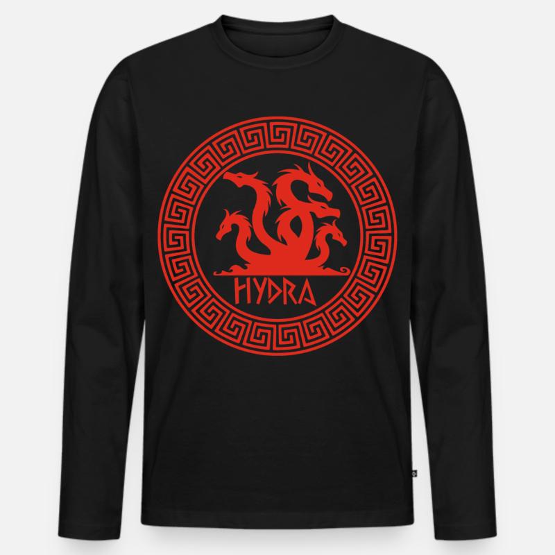 Rotes Hydra-Symbol - Männer Premium Bio Langarmshirt - Schwarz