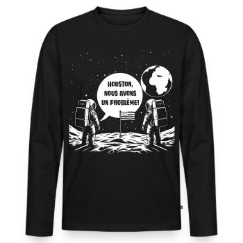 Houston, Nous avons un problème! - T-shirt manches longues Premium bio Homme - noir - Devant - Nico (187cm)