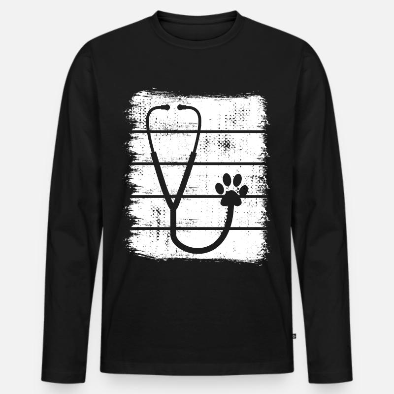 Stethoskop Skizze - Männer Premium Bio Langarmshirt - Schwarz