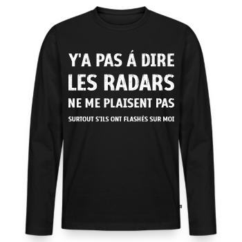 Logo Les radars ont flashés sur moi humour - T-shirt manches longues Premium bio Homme - noir - Devant - Nico (187cm)