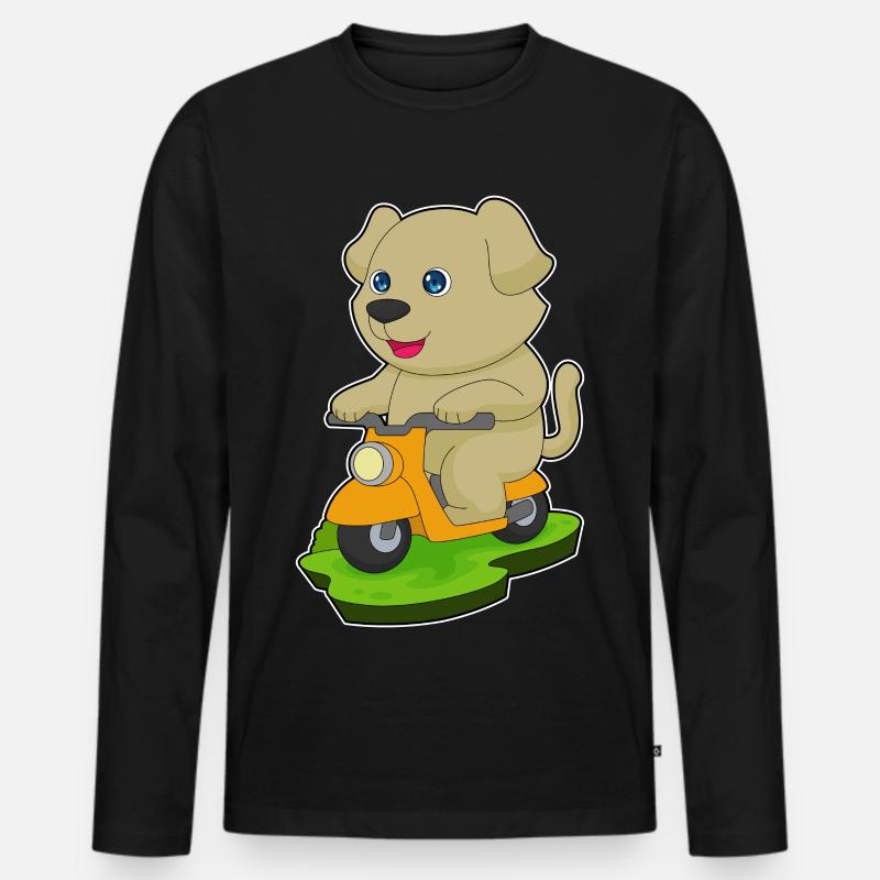 Hund Motorrad - Männer Premium Bio Langarmshirt - Schwarz