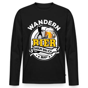 Handball & Bier - darum bin ich hier - Männer Premium Bio Langarmshirt - Schwarz - Vorne - Nico (187cm)