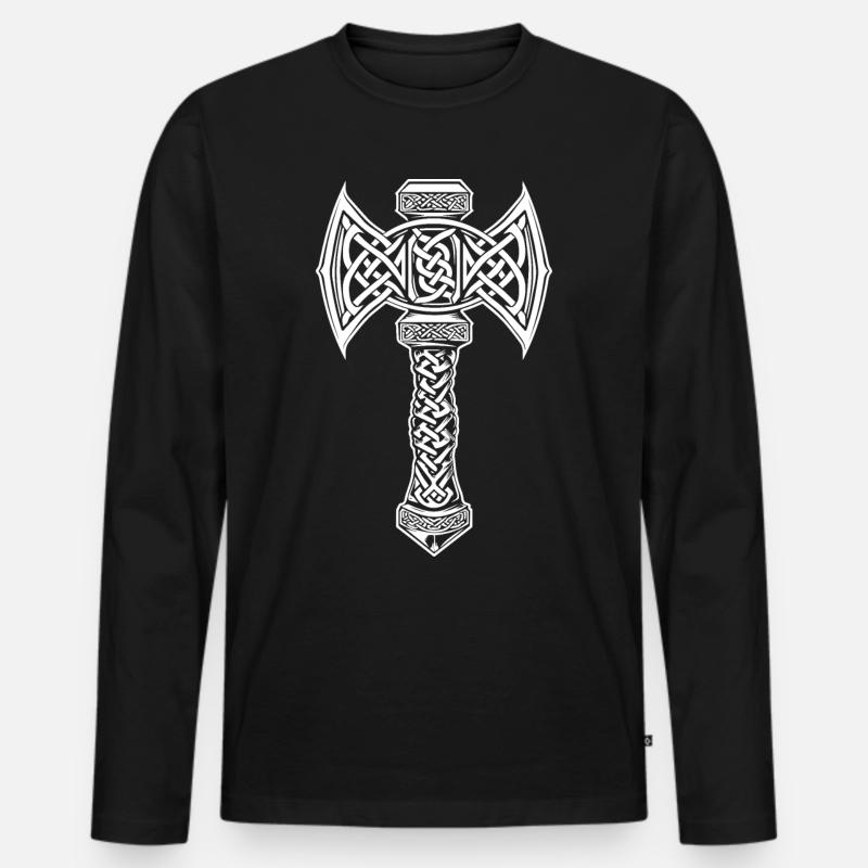 Mjöllnir Wikinger-Symbol - Männer Premium Bio Langarmshirt - Schwarz