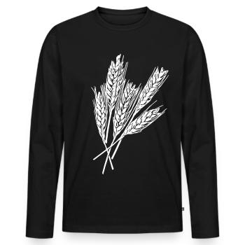 5 wheat ears - Men's Premium Organic Long Sleeve Shirt - black - Front - Nico (187cm)