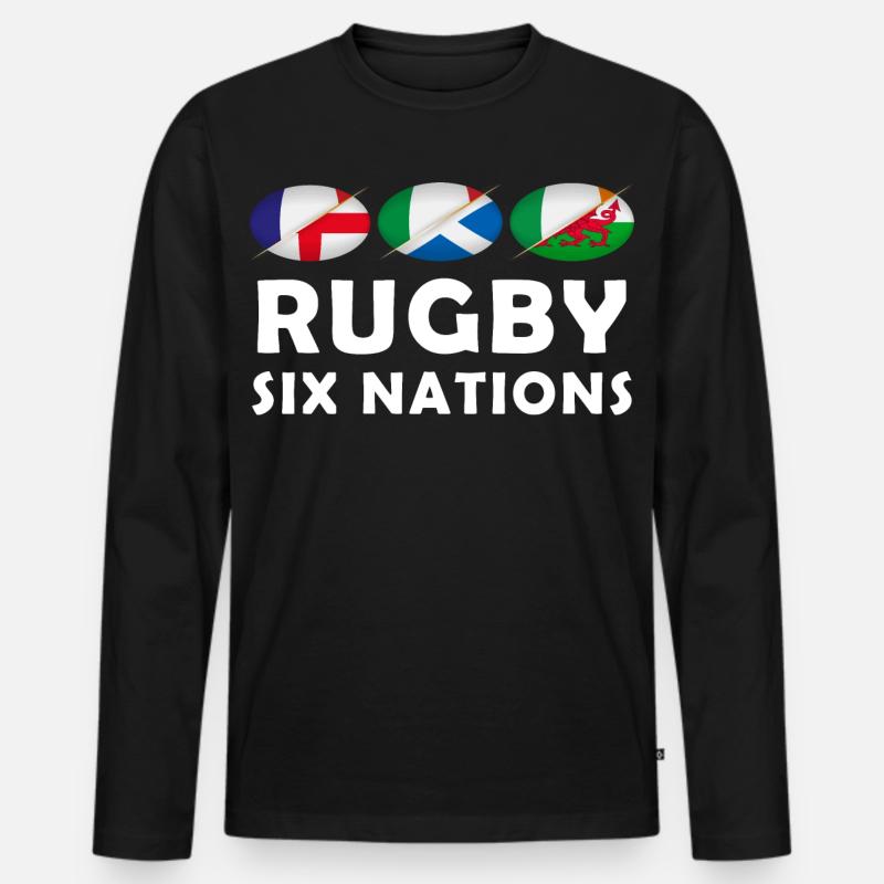 RUGBY SIX NATIONS - Männer Premium Bio Langarmshirt - Schwarz