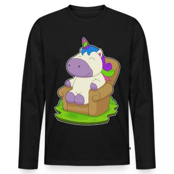 Einhorn Sessel - Männer Premium Bio Langarmshirt - Schwarz - Vorne - Nico (187cm)