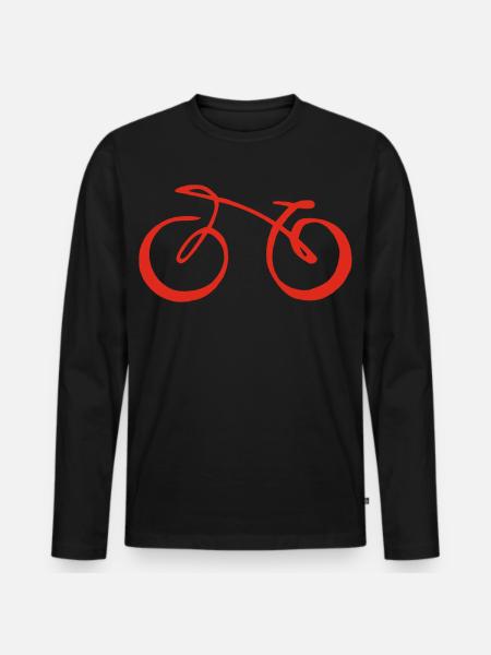 Rød minimalistisk cykel - Premium økologisk langærmet T-shirt til mænd - sort