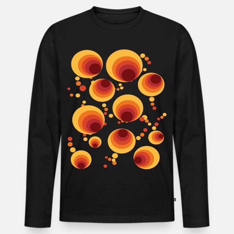 Abstraktes Polka Dots Kreismuster - Männer Premium Bio Langarmshirt - Schwarz