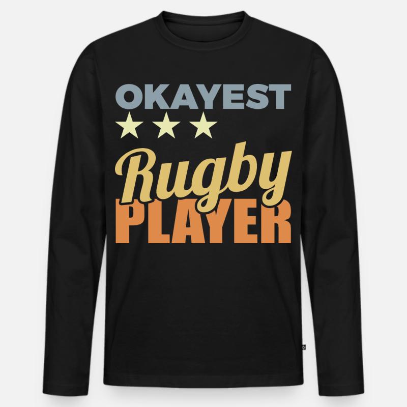 Durchschnittlicher Rugbyspieler - Männer Premium Bio Langarmshirt - Schwarz
