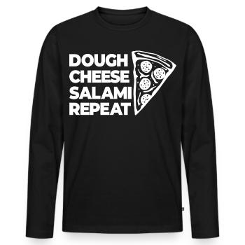 Teig Käse Salami Nochmal - Männer Premium Bio Langarmshirt - Schwarz - Vorne - Nico (187cm)