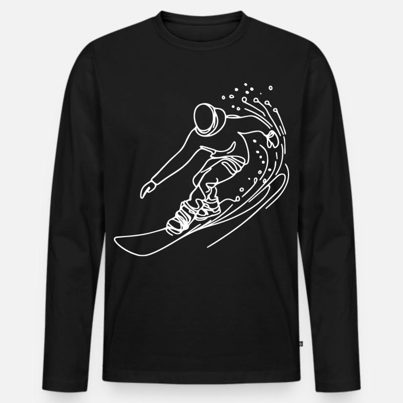 Snowboarder Zeichnung - Männer Premium Bio Langarmshirt - Schwarz