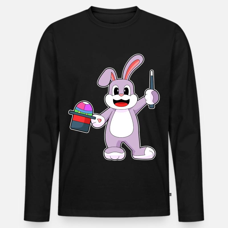 Hase Ostern Zauberer - Männer Premium Bio Langarmshirt - Schwarz