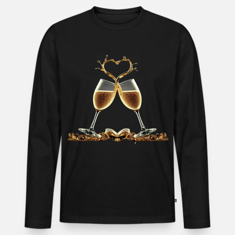 Zwei Gläser bilden ein Herz / Geschenkidee - Männer Premium Bio Langarmshirt - Schwarz