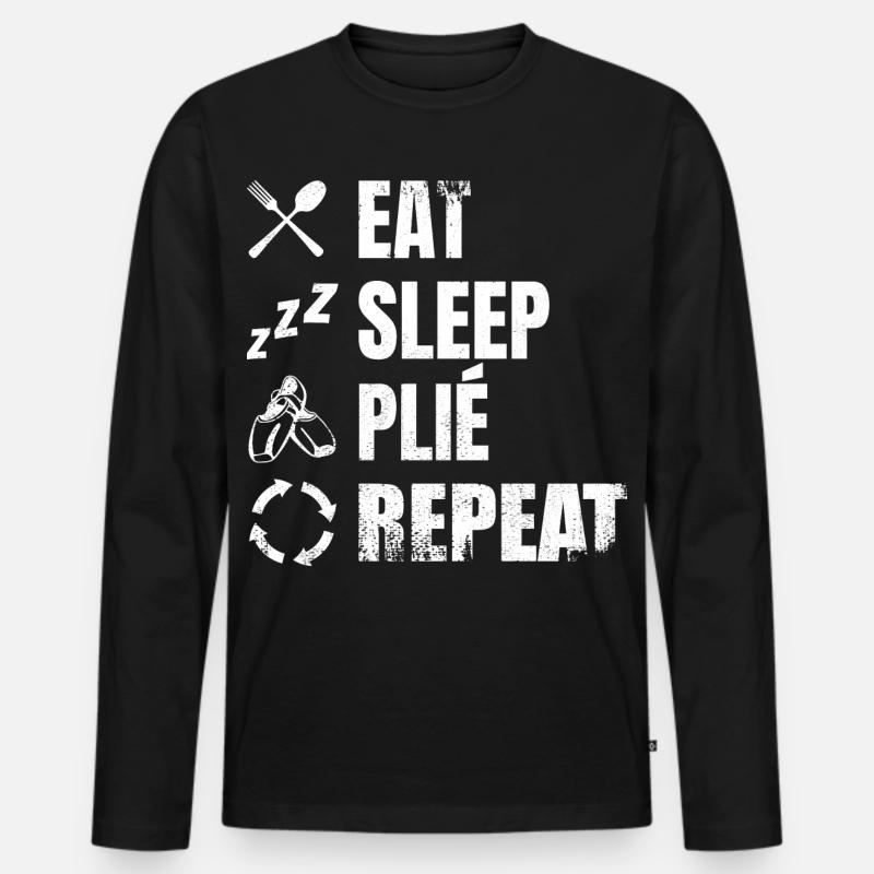 Eat Sleep Plié Repeat - Männer Premium Bio Langarmshirt - Schwarz
