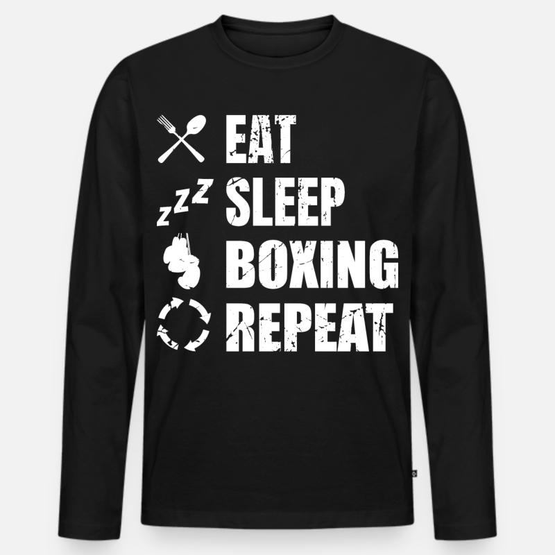 Eat Sleep Boxing Repeat - Männer Premium Bio Langarmshirt - Schwarz