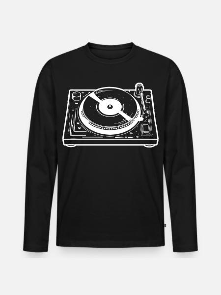 DJ Turntable - Männer Premium Bio Langarmshirt - Schwarz