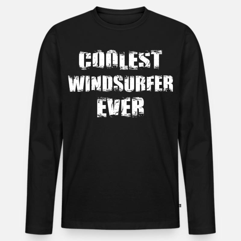 Coolest Windsurfer Ever - Männer Premium Bio Langarmshirt - Schwarz