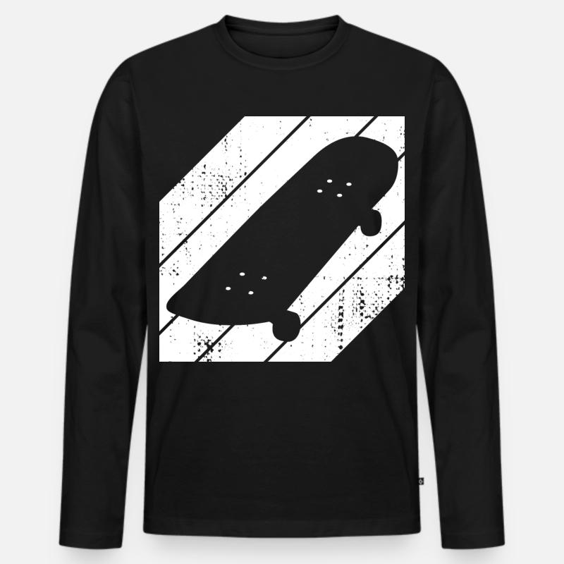 Skateboard Zeichnung - Männer Premium Bio Langarmshirt - Schwarz