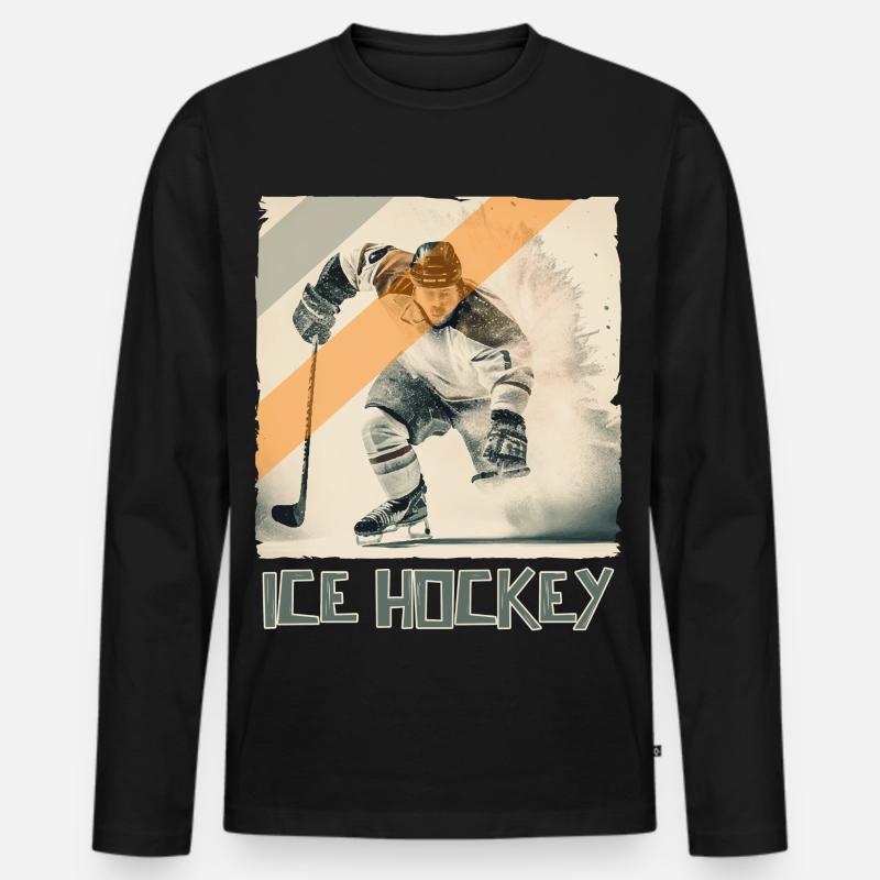 Eishockeyspieler Eishockey - Männer Premium Bio Langarmshirt - Schwarz