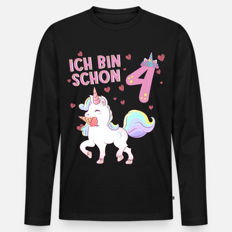 ich bin schon 4 - Männer Premium Bio Langarmshirt - Schwarz