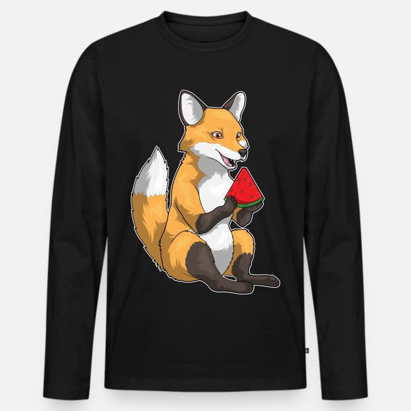 Fruit de la pastèque Fox - T-shirt manches longues Premium bio Homme - noir
