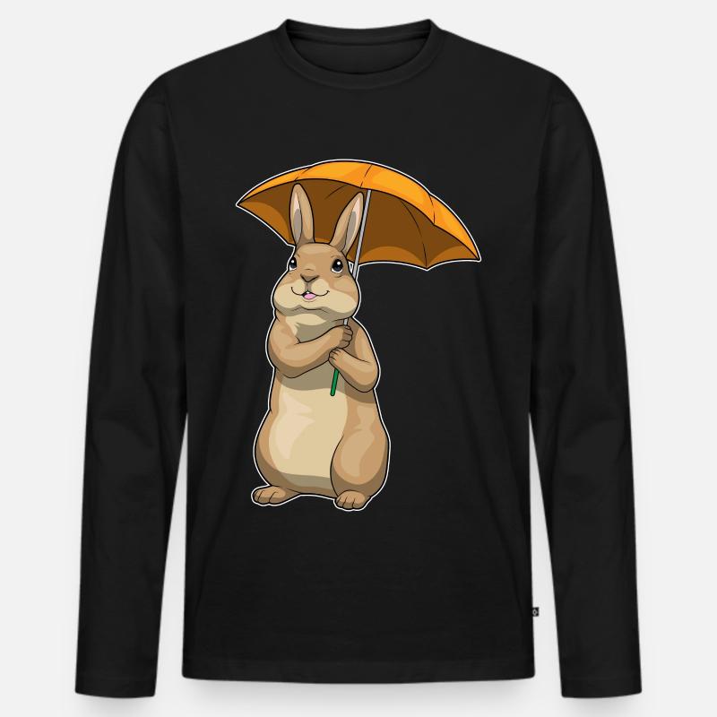 Hase Regenschirm - Männer Premium Bio Langarmshirt - Schwarz