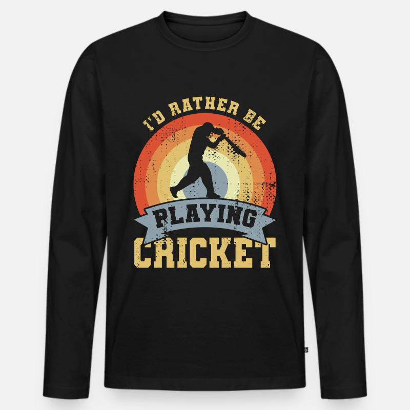 I’d Rather Be Playing Cricket - Männer Premium Bio Langarmshirt - Schwarz