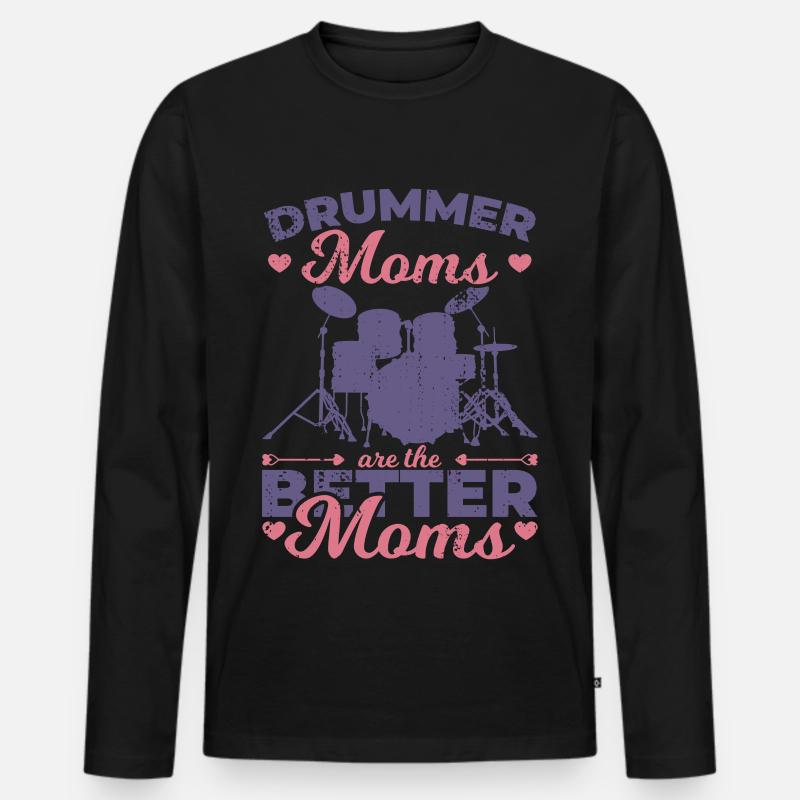 Drummer Mama - Männer Premium Bio Langarmshirt - Schwarz