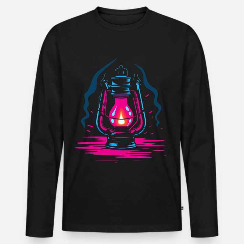 Öllampe Retro Look - Männer Premium Bio Langarmshirt - Schwarz