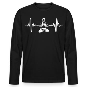 Yogi Cardiogram - Men's Premium Organic Long Sleeve Shirt - black - Front - Nico (187cm)