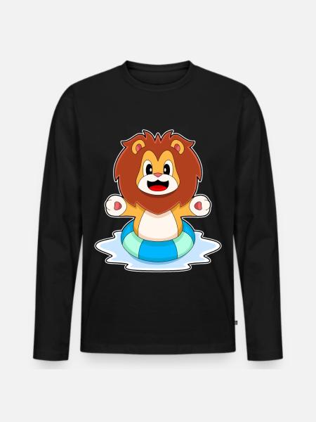 Löwe Schwimmen Schwimmring Sommer - Männer Premium Bio Langarmshirt - Schwarz