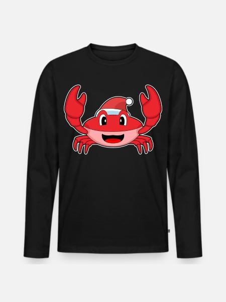 Crab Christmas Santa Hat - Men's Premium Organic Long Sleeve Shirt - black