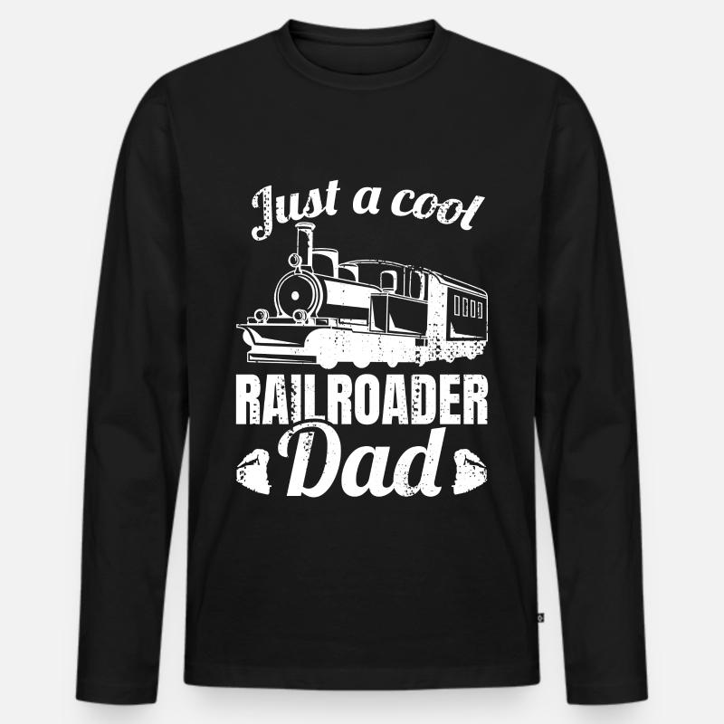 Eisenbahn Vater - Männer Premium Bio Langarmshirt - Schwarz